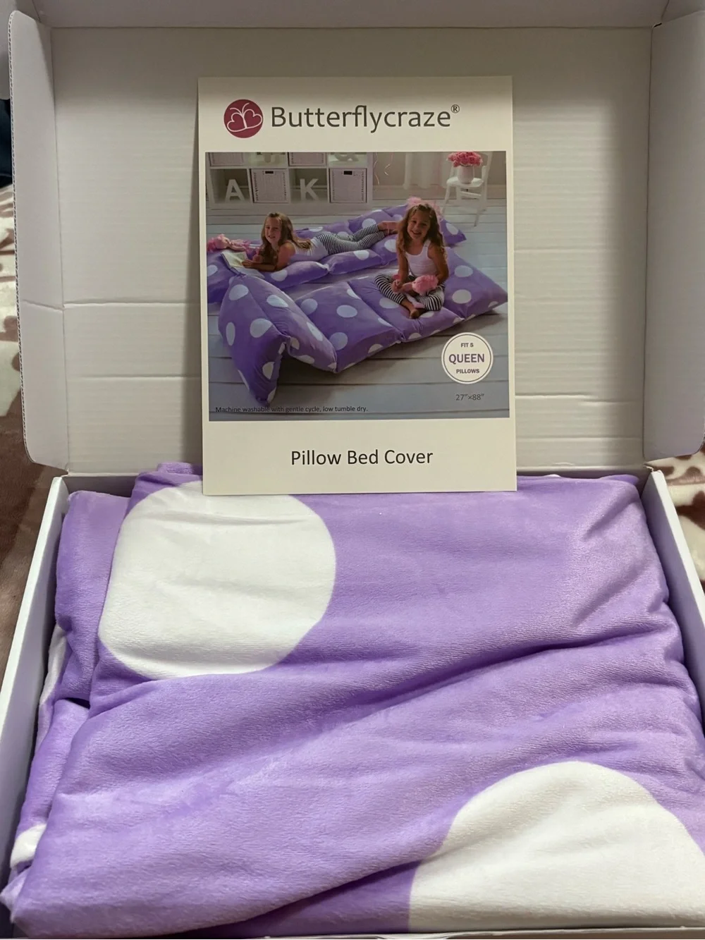 Butterflycraze Purple Polka Dot Pillow Bed Cover
